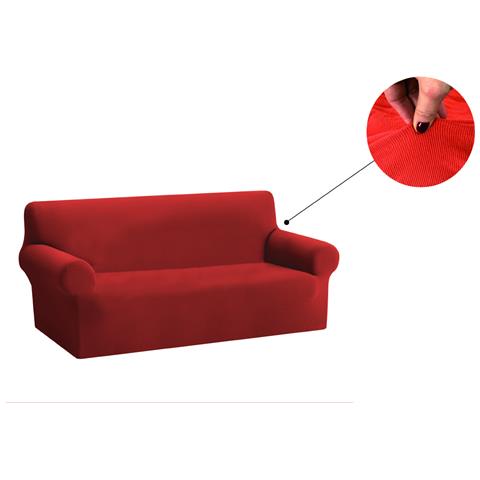 Copridivano Copriseduta Sofà Elasticizzato Tinta Unita Smile Tessuto Millerighe 4 Posti Arancio - Foto 1