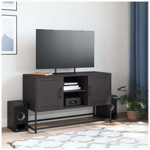 Mobile Tv Nero 100,5x39x60,5 Cm In Acciaio - Foto 3