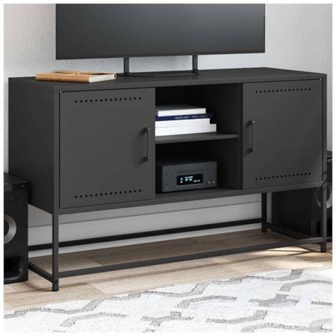 Mobile Tv Nero 100,5x39x60,5 Cm In Acciaio - Foto 1