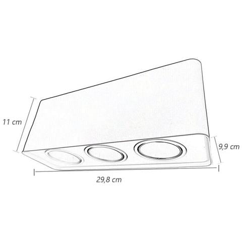 Porta Faretto Triplo Supporto Orientabile Montaggio Da Soffitto Nero P343n - Foto 5