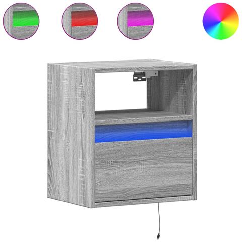 Comodino A Parete Con Luci Led Grigio Sonoma - Foto 2