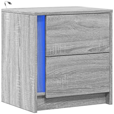 Comodino Con Luci Led Grigio Sonoma In Legno Multistrato - Foto 3