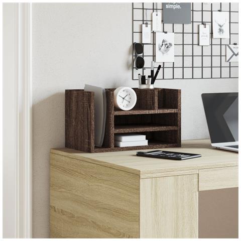 Organizer Scrivania Rovere Marrone 44,5x24x25 Legno Multistrato - Foto 3