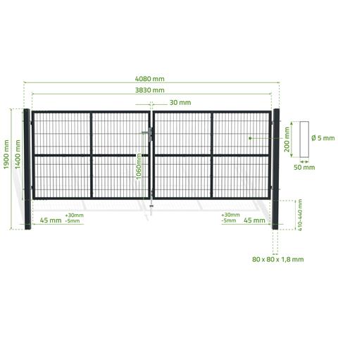 Cancello Battente In Rete Grigia Razo 4m H.140cm - Foto 2