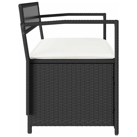 Panca Portaoggetti da Giardino con Cuscino in Polyrattan Nero - Foto 9