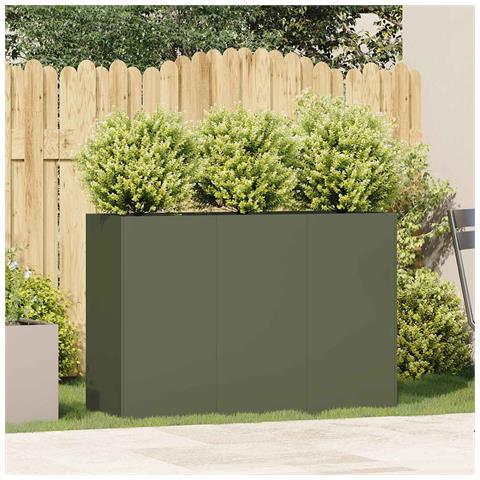 Fioriera Verde Oliva 120x40x80 Cm In Acciaio Laminato A Freddo - Foto 3