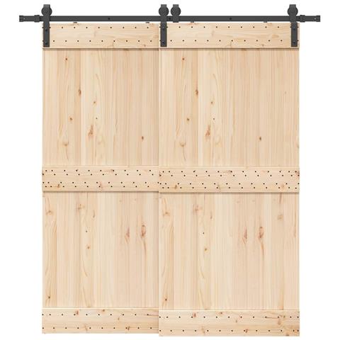 Kit Di Binari Per Porte Scorrevoli 200 Cm Acciaio Nero - Foto 1