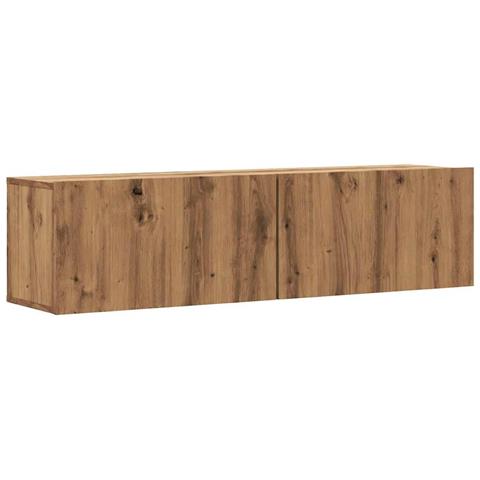 Mobile Tv A Parete Rovere Artigianale 120x30x30cm In Truciolato - Foto 2