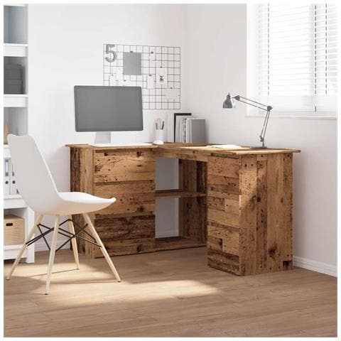 Scrivania Ad Angolo Legno Vecchio 145x100x76 Cm Truciolato - Foto 3