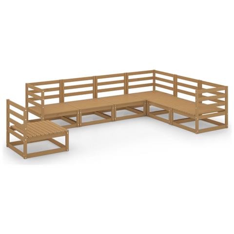 Lusso Casadino - Set Salotto Da Giardino 7pz Marrone Ambra Legno Massello Pino - Foto 1