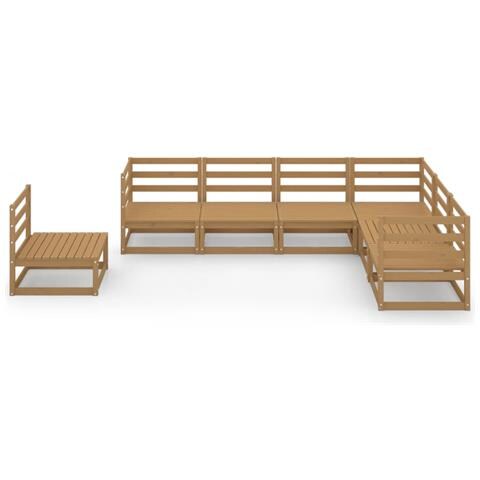 Lusso Casadino - Set Salotto Da Giardino 7pz Marrone Ambra Legno Massello Pino - Foto 2
