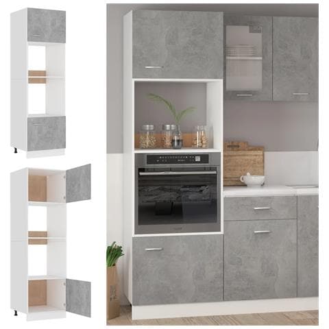 Lusso Casadino - Mobile Per Microonde Grigio Cemento 60x57x207 Cm Multistrato - Foto 1
