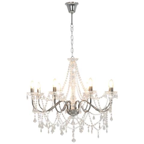 Lusso Casadino - Lampadario Con Perline Argento 8 Lampadine E14 - Foto 1