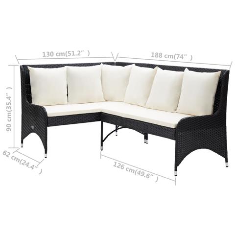 Lusso Casadino -  Divani Angolari Da Giardino 2 Pz In Polyrattan Nero - Foto 6
