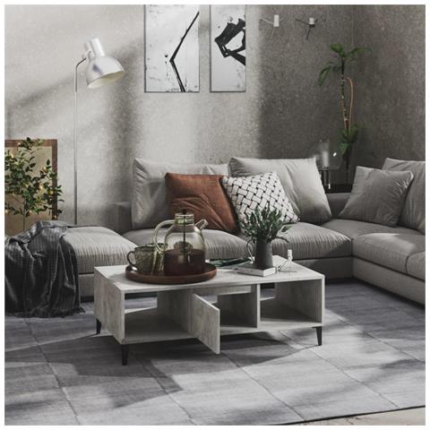 Lusso Casadino -  Tavolino Salotto Grigio Cemento 103,5x60x35cm Legno Multistrato - Foto 2