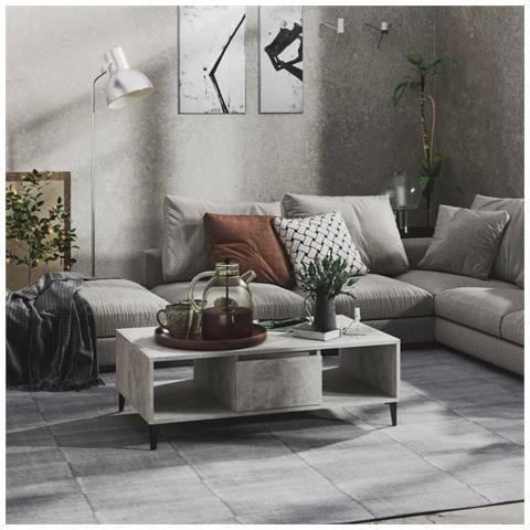 Lusso Casadino -  Tavolino Salotto Grigio Cemento 103,5x60x35cm Legno Multistrato - Foto 8