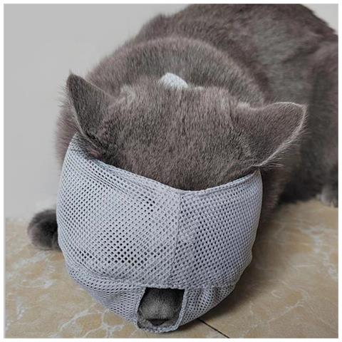 Museruola Per Gatti: Maschera Traspirante Anti-morso E Per Toelettatura Grey L - Foto 3