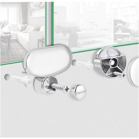 Clip Ovali Argentate Per Specchio Con Viti E Tasselli In Gomma (confezione Da 4) - Foto 6