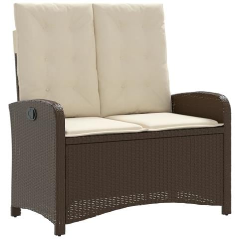 Panca Reclinabile da Giardino con Cuscini Marrone in Polyrattan - Foto 1