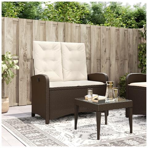 Panca Reclinabile da Giardino con Cuscini Marrone in Polyrattan - Foto 2