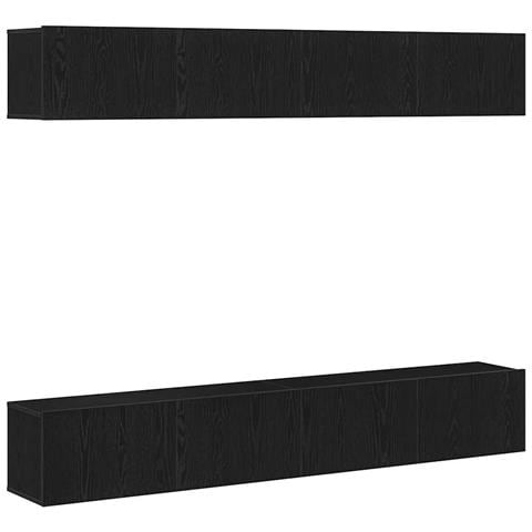 Set di mobili per TV a parete in 4 pezzi di  in legno ingegnerizzato nero rovere - Foto 1