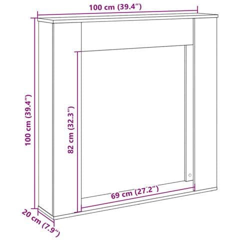 Cornice per Camino Legno Antico 100x20x100 cm in Truciolato - Foto 9