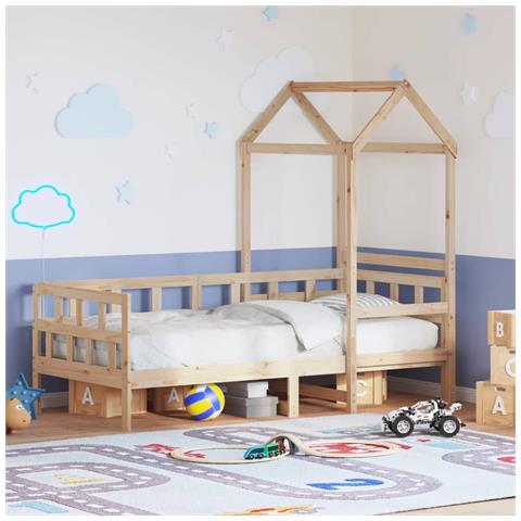 Dormeuse con Tetto 90x200 cm in Legno Massello di Pino - Foto 2