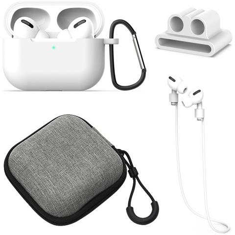 Custodia Protettiva In Silicone Per Auricolari Bluetooth Wireless Compatibile Con Airpods 1/2 Generazione - Set Da 5 Pezzi Con Accessori Antiscivolo E Antigraffio White - Foto 1