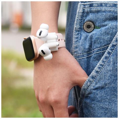 Custodia Protettiva In Silicone Per Auricolari Bluetooth Wireless Compatibile Con Airpods 1/2 Generazione - Set Da 5 Pezzi Con Accessori Antiscivolo E Antigraffio White - Foto 2