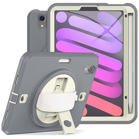 Custodia Per Ipad Mini 6 8.3"" Con Supporto E Tracolla Grigia - Foto 1