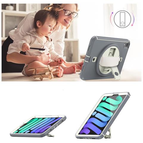 Custodia Per Ipad Mini 6 8.3"" Con Supporto E Tracolla Grigia - Foto 2