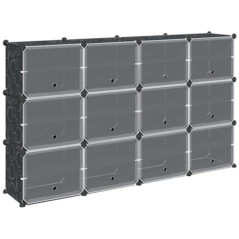 Organizzatore Portaoggetti con 12 Cubi e Ante Trasparenti in PP - Foto 1