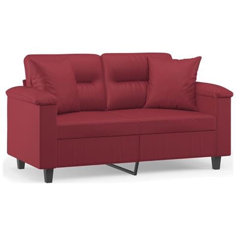 Divano a 2 Posti con Cuscini Rosso Vino 120 cm in Similpelle - Foto 1