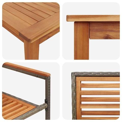 Set da Pranzo per Giardino 7 pcs Grigio Poly Rattan - Foto 9