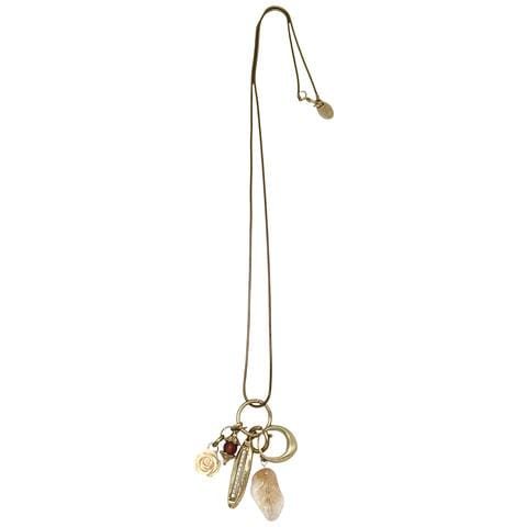 Collana Long Drift, In Ottone Placcato Oro, Con Anello E Altri Ciondoli - Foto 1