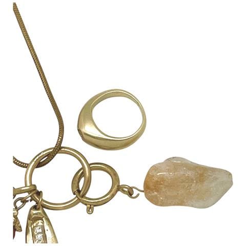 Collana Long Drift, In Ottone Placcato Oro, Con Anello E Altri Ciondoli - Foto 4