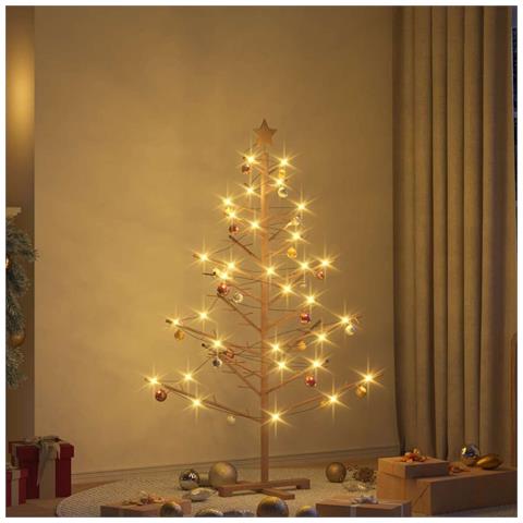 Albero di Natale in legno Marrone 150 cm Legno di pino massello - Foto 2