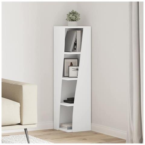 Mobile angolare Bianco 27,5x27x102cm Legno multistrato - Foto 2