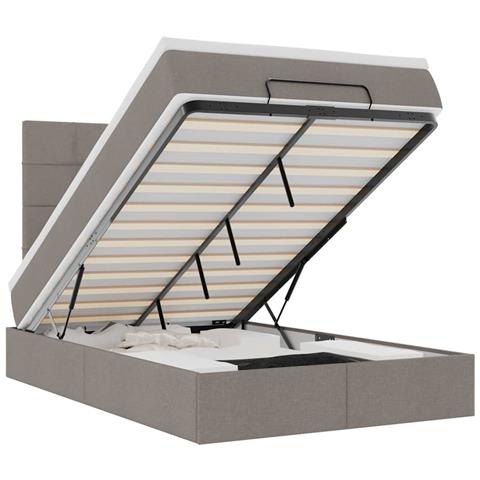 Struttura Letto Pouf con Materasso Tortora 120x190 cm Tessuto - Foto 1