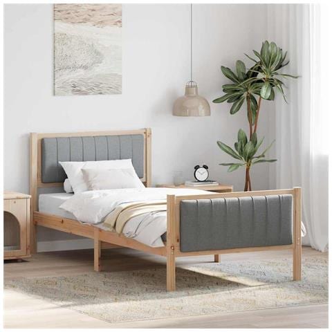 Struttura del Letto Marrone e grigio chiaro 90 x 190 cm - Foto 2