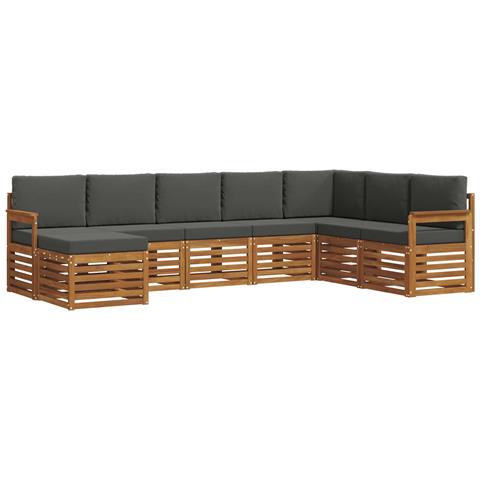 Set divani 8 pcs Naturale e Antracite Legno di Acacia Massello - Foto 1