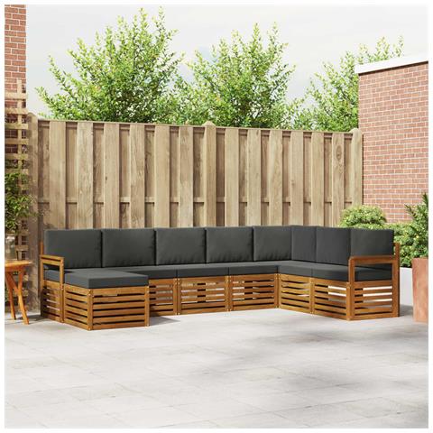 Set divani 8 pcs Naturale e Antracite Legno di Acacia Massello - Foto 2