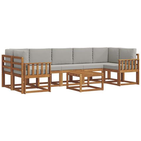Set di divani da esterno 8 pcs Grigio Naturale e Chiaro - Foto 1