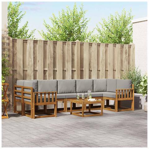 Set di divani da esterno 8 pcs Grigio Naturale e Chiaro - Foto 2