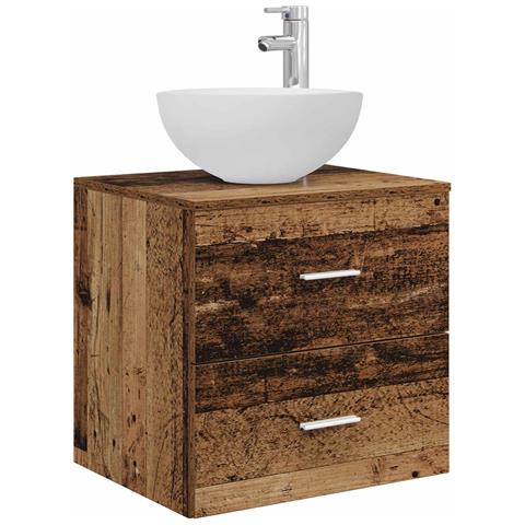 Mobiletto con Lavabo a Parete Legno antico 49,5 x 35 x 63 cm - Foto 1