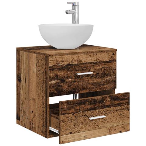 Mobiletto con Lavabo a Parete Legno antico 49,5 x 35 x 63 cm - Foto 2