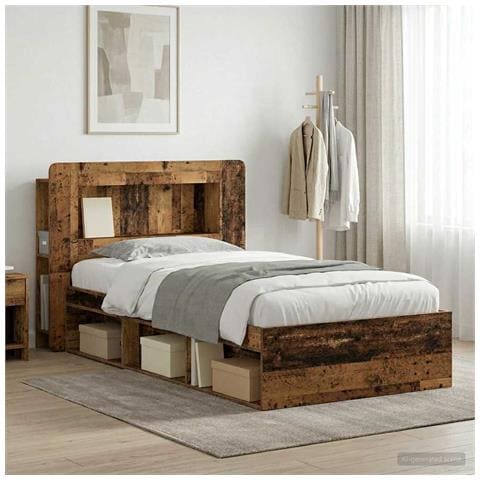 Telaio del letto con storage Legno antico 90 x 200 cm - Foto 2