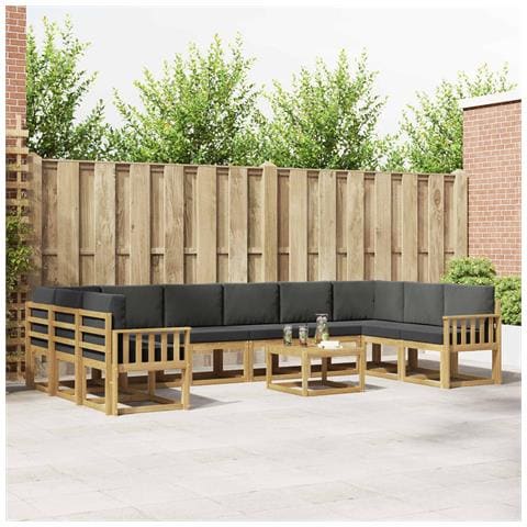 Set di divani da esterno con cuscino 11 pcs Bianco e Antracite - Foto 2