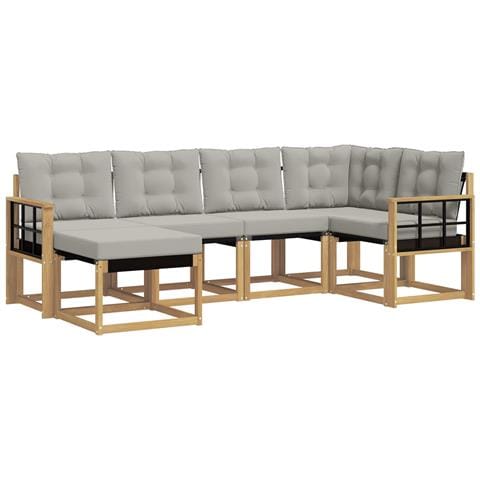 Set di divani da esterno 6 pcs Bianco e Grigio Chiaro - Foto 1