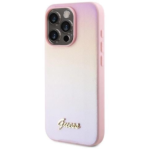 Guess Saffiano Iridescent Script Cover Per Iphone 15 Pro - Rosa - Foto 2